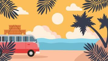 ummer Nature Background with Abstract Shapes and Palm Leaves vector