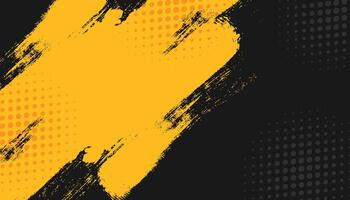 Black and yellow background with grunge and halftone texture background illustration vector