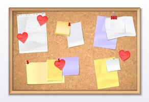 Vision Board Realistic composition with notes and hearts vector
