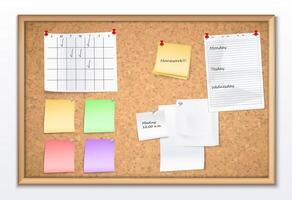 Vision Board Realistic composition with paper notes vector
