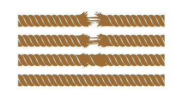 illustration of the process of a broken rope on a white background vector