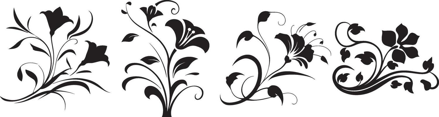 Elegant Floral Swirls and Flourishes Design Set