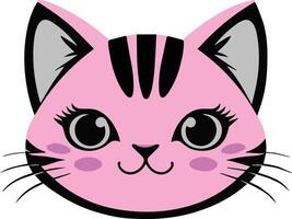 Cute Feline Head Minimalist Graphic Design vector