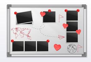 Vision Board Realistic composition with Travel notes and hearts vector