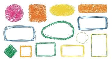 A Colorful Collection of Scribbled Shapes and Outlines of Various Forms and Sizes vector