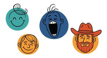 Expressive Cartoon Faces Exploring a Range of Emotions and Facial Expressions in Art vector