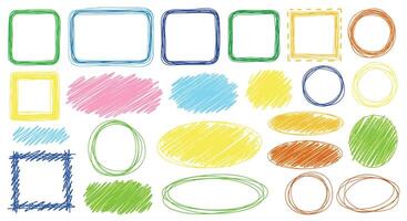 Hand Drawn Style Shapes and Frames Square, Rectangle, Circle, and Oval Collection vector