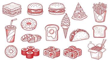 Exploring the World of Delicious Indulgence A Visual Feast of Favorite Foods vector