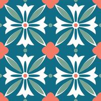 Seamless pattern with decorative flowers in retro style. illustration. vector