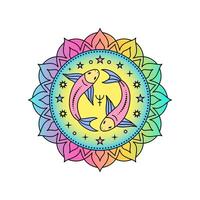Pisces Zodiac Sign in colorful palette on white background. vector