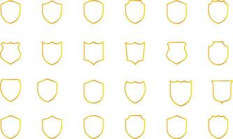 gold colored shields on a white background vector