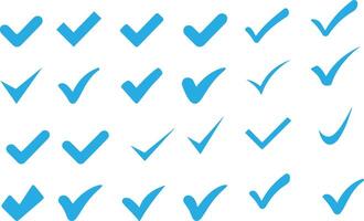a set of blue check marks on a white background vector