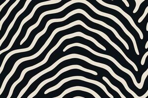 Seamless okapi stripe pattern with wavy beige lines on black background vector