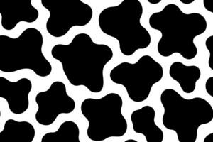 Seamless cow skin pattern with irregular black spots on white background vector