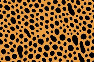 Seamless serval fur pattern with scattered black spots on bright orange background vector