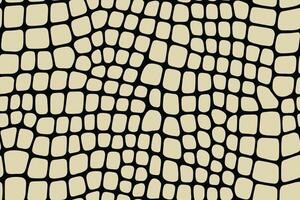 Seamless alligator skin pattern with rounded black scales on beige background vector