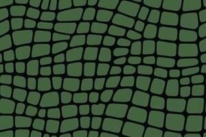 Seamless crocodile skin pattern with dark green irregular scales on green background vector
