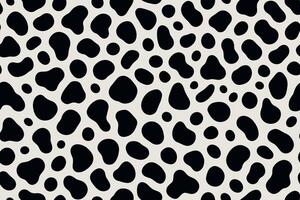 Seamless Dalmatian fur pattern with dense black spots on white background vector