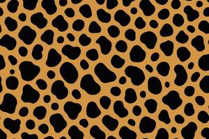 Seamless hyena fur pattern with scattered black spots on orange background vector