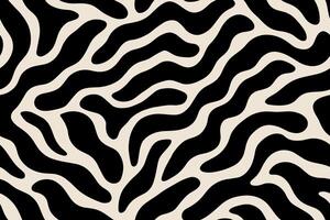 Seamless skunk fur pattern with flowing white stripes on black background vector