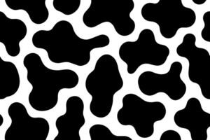 Seamless cow skin pattern with large black spots on white background vector