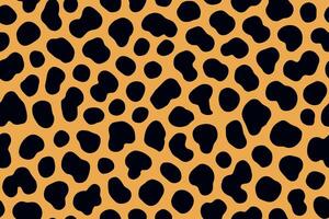 Seamless cheetah print pattern with dense black spots on bright orange background vector