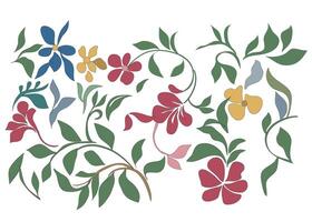 a set of flowers and leaves on a white background vector