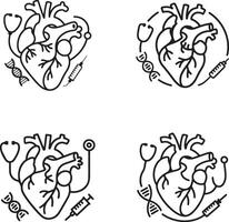Medical Heart Icons Set. vector