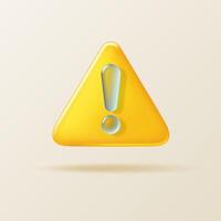 Yellow triangle risk and danger warning attention sign with dark glass transparent exclamation mark. vector