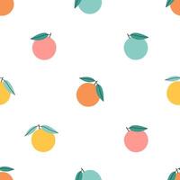 Seamless pattern with cute colorful oranges, grapefruits. Print for banner, wallpaper, textile, wrapping paper, background, cards vector