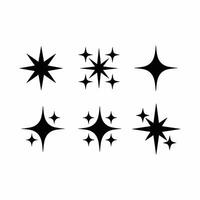 Collection of different sparkling stars icon silhouettes on white background vector