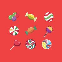 Candies, lollipop, sugar caramel in wrappers, gums. set of sweets, isolated on white background. vector