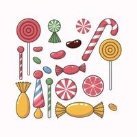 sweet candies set icons, Candies, lollipop, sugar caramel in wrapper isolated on white background vector