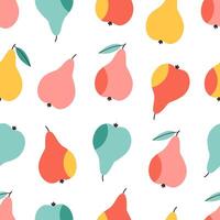 Seamless pattern with cute pears. Design for banner, wallpaper, textile, wrapping paper, background, cards. vector