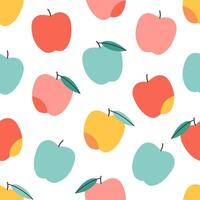 Seamless pattern with cute colorful apples. Design for banner, wallpaper, textile, wrapping paper, background, cards. vector
