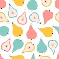 Seamless pattern with cute colorful pears. Design for banner, wallpaper, textile, wrapping paper, background, cards. vector