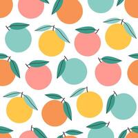 Seamless pattern with cute colorful oranges, grapefruits. Design for banner, wallpaper, textile, wrapping paper, background, cards. vector