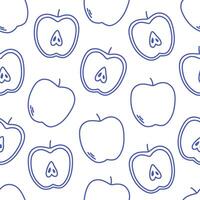 Seamless pattern with cute outline apples. Doodle print for banner, wallpaper, textile, wrapping paper, background, cards. vector