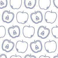 Seamless pattern with cute outline apples. Doodle fruits print for banner, wallpaper, textile, wrapping paper, background, cards. vector