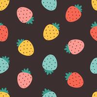 Seamless pattern with cute colorful strawberries. Print for banner, wallpaper, textile, wrapping paper, background, cards. vector