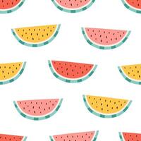 Seamless pattern with cute watermelon slices. Design for banner, wallpaper, textile, wrapping paper, background, cards. vector