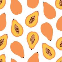 Seamless pattern with cute papaya. Fruits design for banner, wallpaper, textile, wrapping paper, background, cards. vector