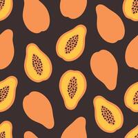 Seamless pattern with cute papaya. Design for banner, wallpaper, textile, wrapping paper, background, cards. vector