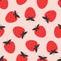 Seamless pattern with cute strawberries. Design for banner, wallpaper, textile, wrapping paper, background, cards. vector