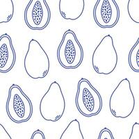 Seamless pattern with cute outline papaya. Doodle fruits print for banner, wallpaper, textile, wrapping paper, background, cards vector