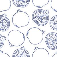 Seamless pattern with cute outline pomegranate. Doodle print for banner, wallpaper, textile, wrapping paper, background, cards vector