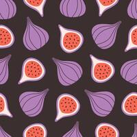 Seamless pattern with cute fig fruit. Design for banner, wallpaper, textile, wrapping paper, background, cards vector