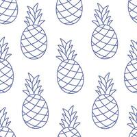 Seamless pattern with cute outline pineapples. Doodle fruits print for banner, wallpaper, textile, wrapping paper, background, cards. vector