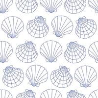 Seamless pattern with cute outline sea shells. Doodle print for banner, wallpaper, textile, wrapping paper, background, cards. vector