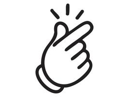 Black outline snapping fingers hand gesture icon isolated on white background. Concept of attention signal, finger snap, human gesture, communication sign, graphic design illustration vector